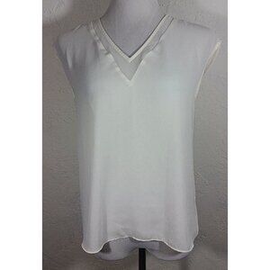 Express Tank Top Small White V Neck Sheer Evening Career Sleeveless